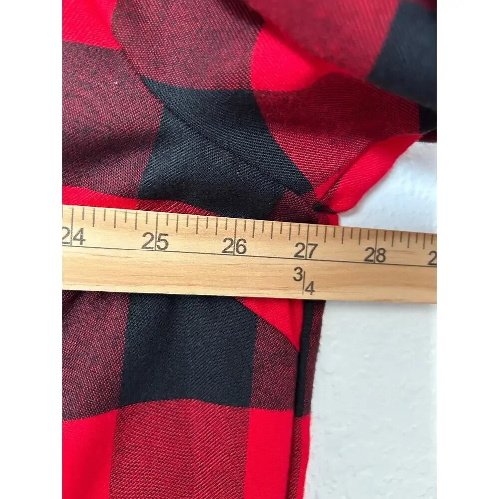 Disney Minnie Mouse Holiday Nightshirt 2X Red Black Buffalo Check Plaid Flannel - Picture 11 of 13